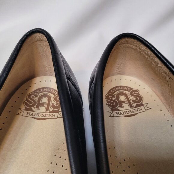 SAS Handsewn Black Leather Loafer Slip On Moccasin Shoes Mens Size 9C,Women 10.5 main image 5